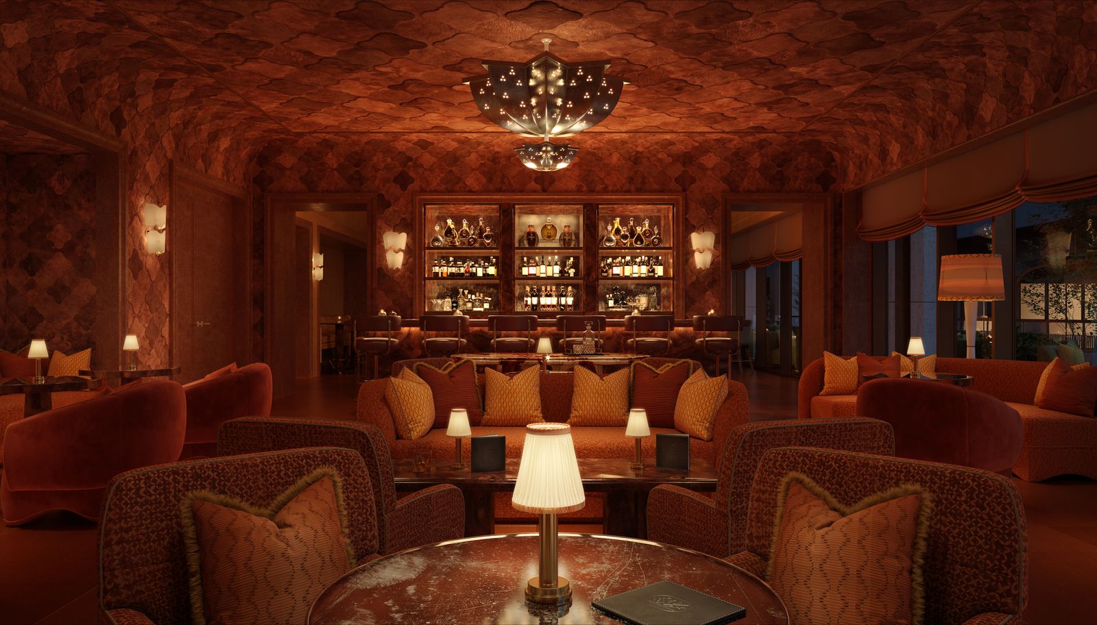 Image may contain Chandelier Lamp Architecture Building Furniture Indoors Living Room Room and Interior Design